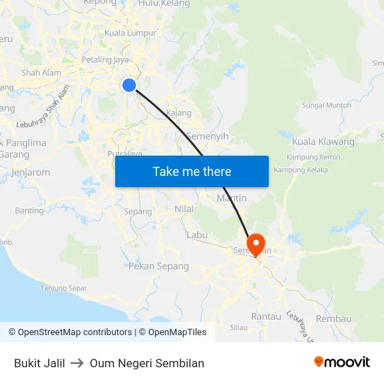 Bukit Jalil to Oum Negeri Sembilan map
