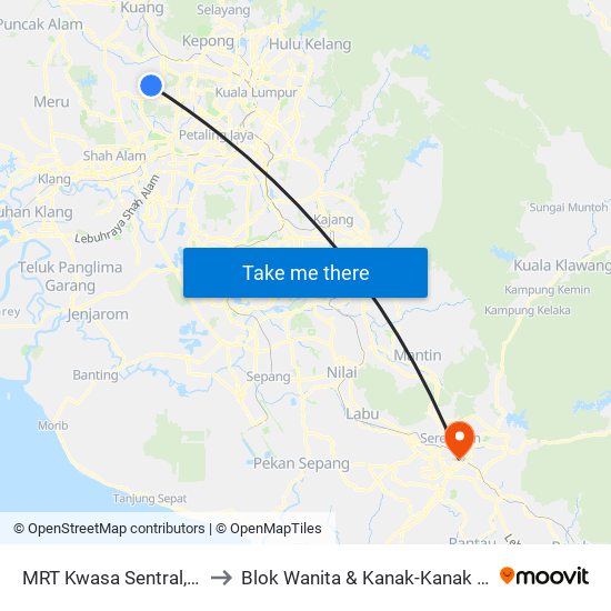 MRT Kwasa Sentral, Pintu A (Sa1020) to Blok Wanita & Kanak-Kanak Hospital Tuanku Ja'Afar map