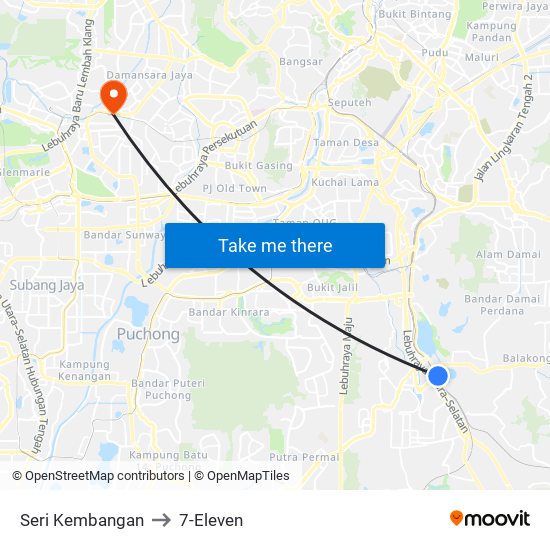 Seri Kembangan to 7-Eleven map