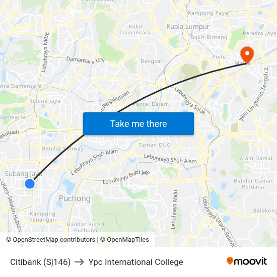 Citibank (Sj146) to Ypc International College map