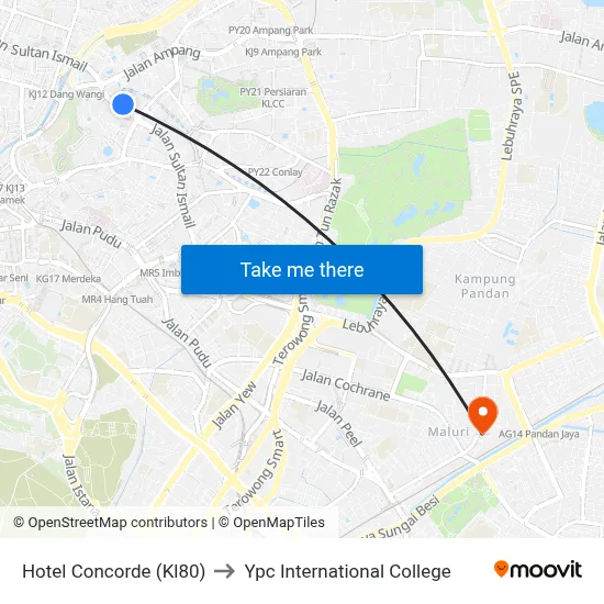 Hotel Concorde (Kl80) to Ypc International College map