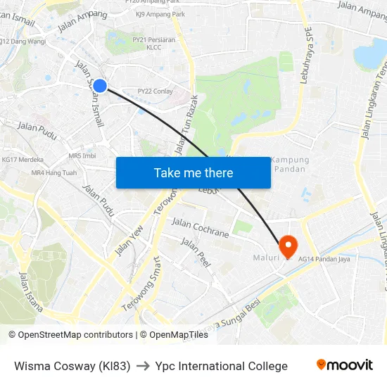 Wisma Cosway (Kl83) to Ypc International College map