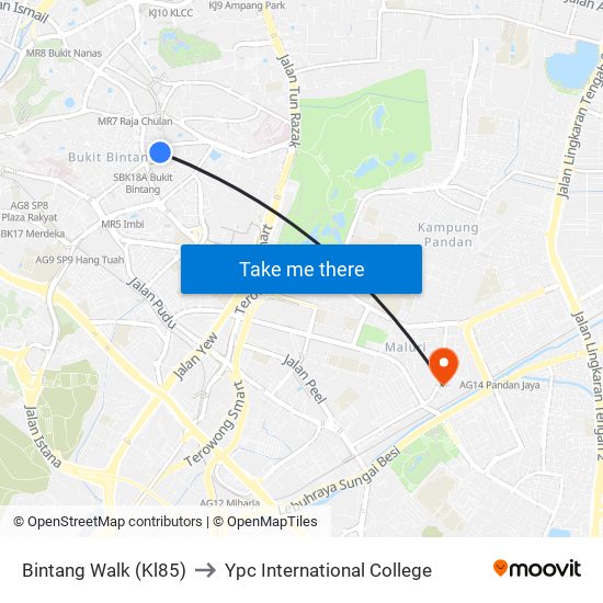 Bintang Walk (Kl85) to Ypc International College map