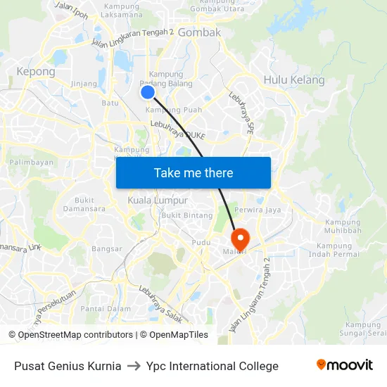 Pusat Genius Kurnia to Ypc International College map