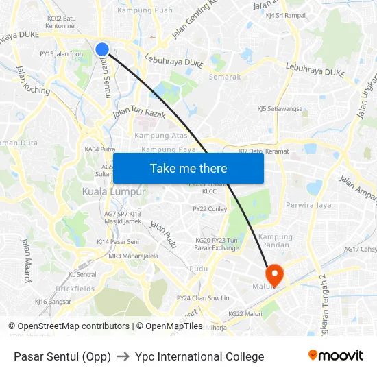 Pasar Sentul (Opp) to Ypc International College map
