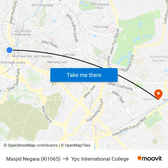 Masjid Negara (Kl1065) to Ypc International College map
