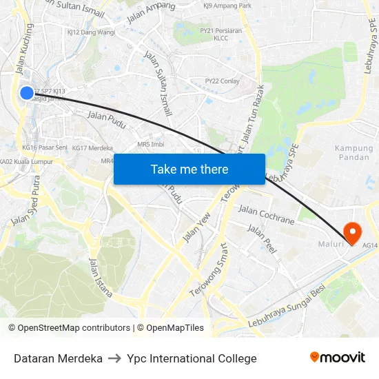Dataran Merdeka to Ypc International College map