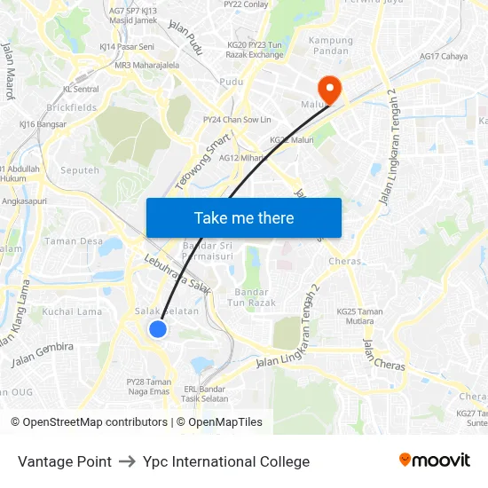 Vantage Point to Ypc International College map