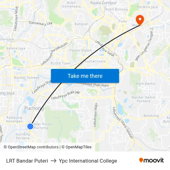 LRT Bandar Puteri to Ypc International College map