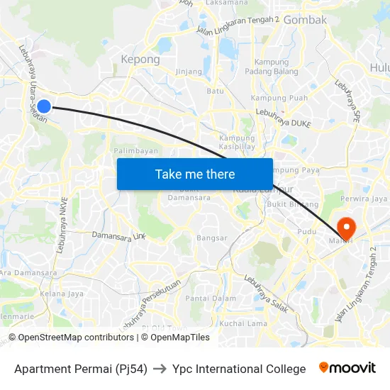 Apartment Permai (Pj54) to Ypc International College map