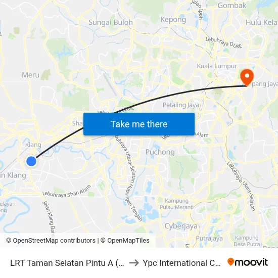 LRT Taman Selatan Pintu A (Bd110) to Ypc International College map