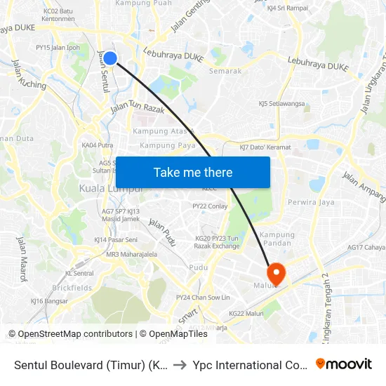 Sentul Boulevard (Timur) (Kl646) to Ypc International College map