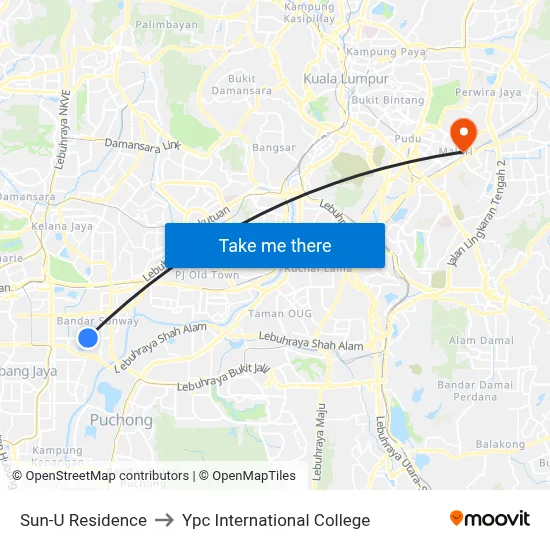 Sun-U Residence to Ypc International College map