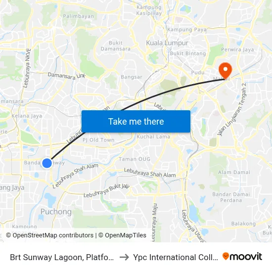 Brt Sunway Lagoon, Platform 2 to Ypc International College map