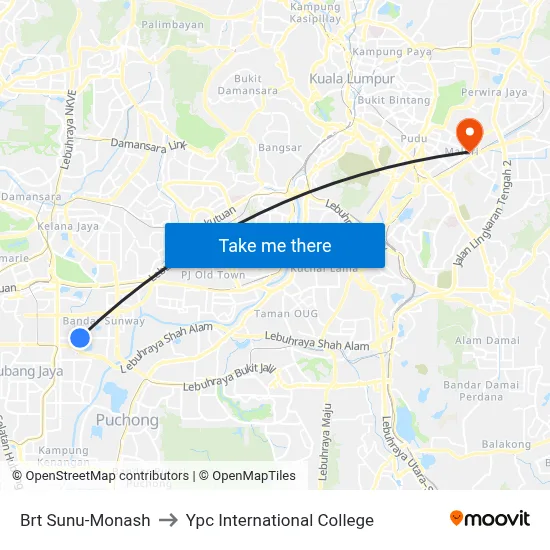 Brt Sunu-Monash to Ypc International College map