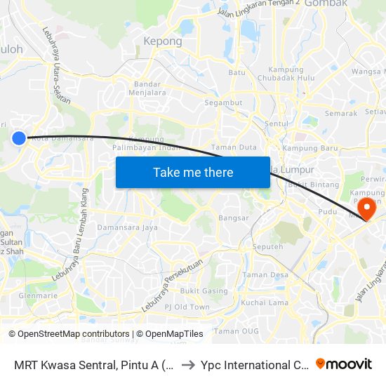 MRT Kwasa Sentral, Pintu A (Sa1020) to Ypc International College map