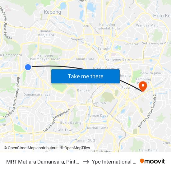 MRT Mutiara Damansara, Pintu C (Pj814) to Ypc International College map