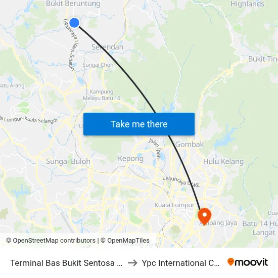 Terminal Bas Bukit Sentosa (Hs57) to Ypc International College map