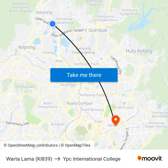 Warta Lama (Kl839) to Ypc International College map