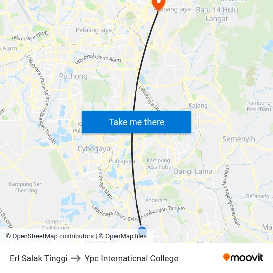 Erl Salak Tinggi to Ypc International College map