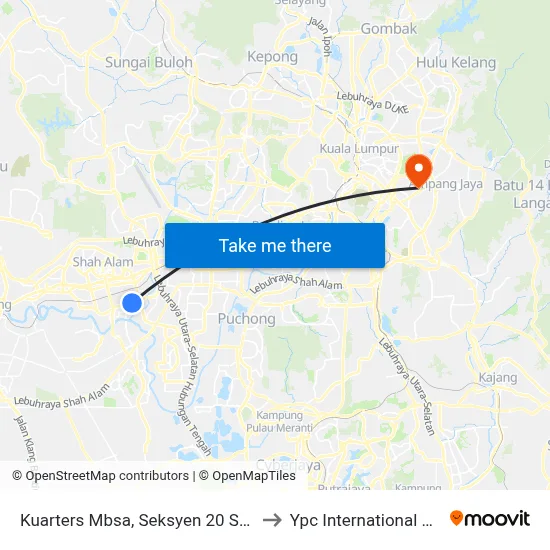 Kuarters Mbsa, Seksyen 20 Shah Alam to Ypc International College map