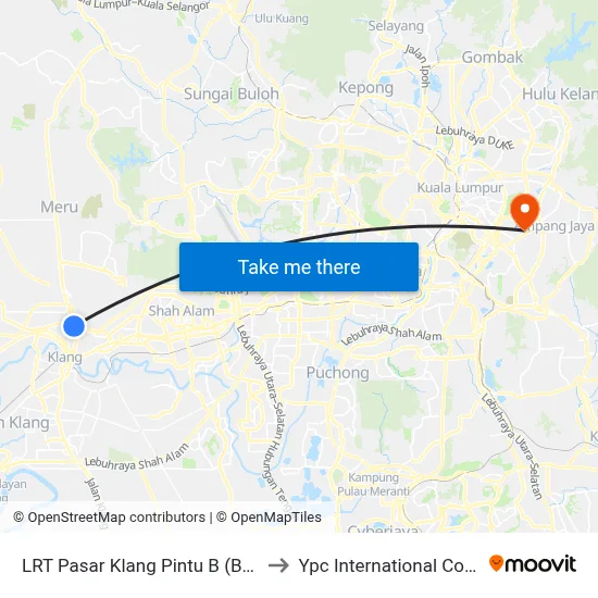 LRT Pasar Klang Pintu B (Bd191) to Ypc International College map