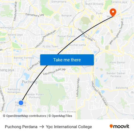 Puchong Perdana to Ypc International College map