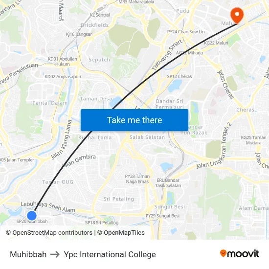 Muhibbah to Ypc International College map