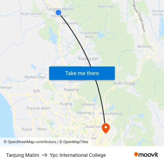 Tanjung Malim to Ypc International College map