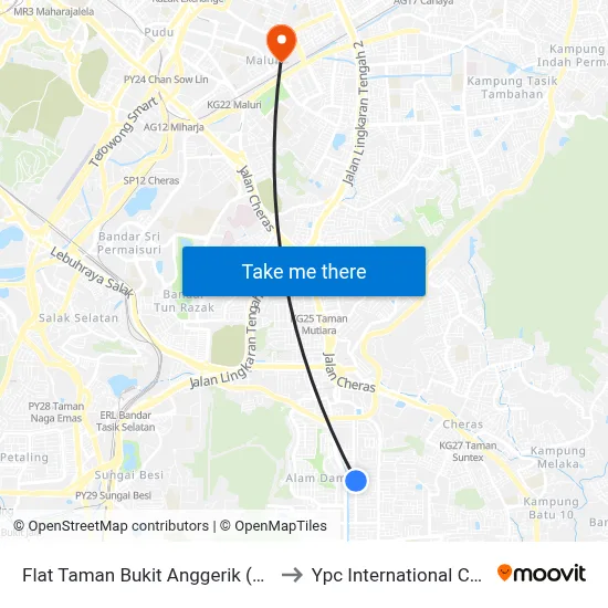 Flat Taman Bukit Anggerik (Kl2374) to Ypc International College map