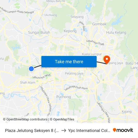 Plaza Jelutong Seksyen 8 (Opp) to Ypc International College map