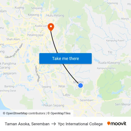 Taman Asoka, Seremban to Ypc International College map