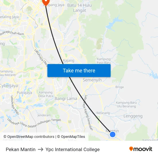 Pekan Mantin to Ypc International College map