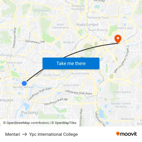 Mentari to Ypc International College map