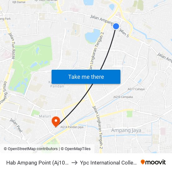Hab Ampang Point (Aj108) to Ypc International College map