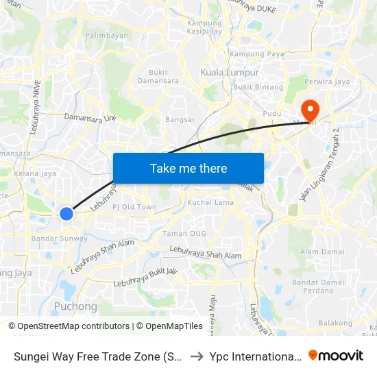 Sungei Way Free Trade Zone (Selatan) (Pj744) to Ypc International College map