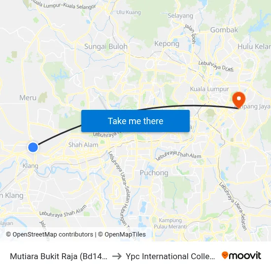 Mutiara Bukit Raja (Bd145) to Ypc International College map