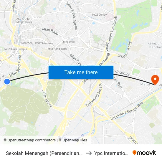 Sekolah Menengah (Persendirian) Kuen Cheng (Kl276) to Ypc International College map