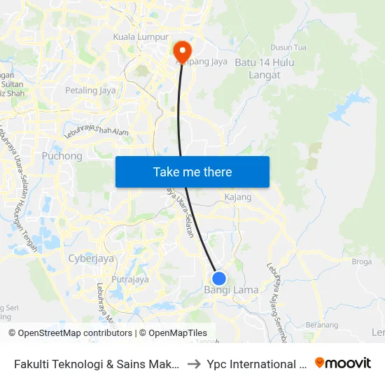 Fakulti Teknologi & Sains Maklumat UKM to Ypc International College map