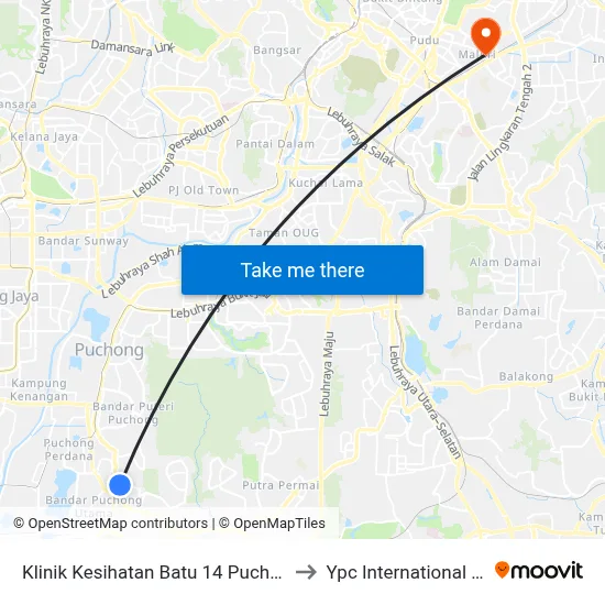 Klinik Kesihatan Batu 14 Puchong (Sj492) to Ypc International College map