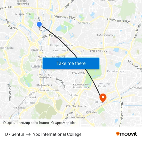 D7 Sentul to Ypc International College map