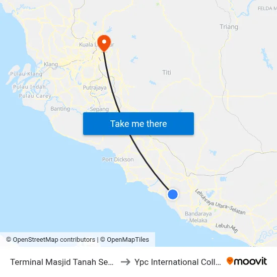 Terminal Masjid Tanah Sentral to Ypc International College map