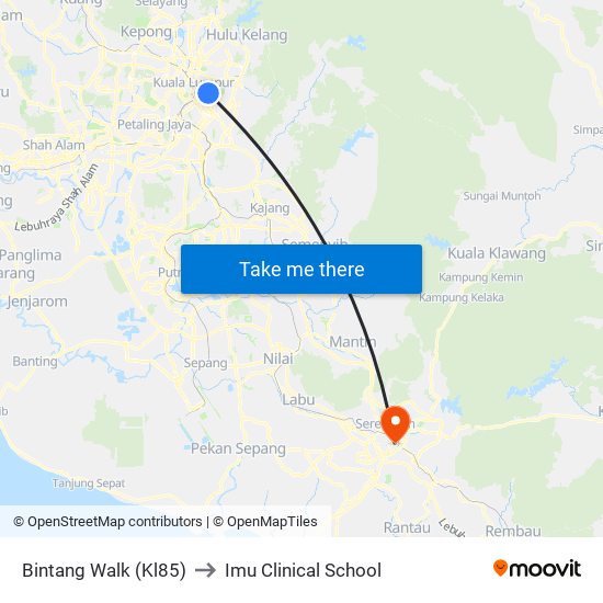 Bintang Walk (Kl85) to Imu Clinical School map