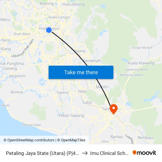 Petaling Jaya State (Utara) (Pj433) to Imu Clinical School map