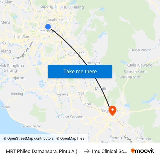 MRT Phileo Damansara, Pintu A (Pj823) to Imu Clinical School map