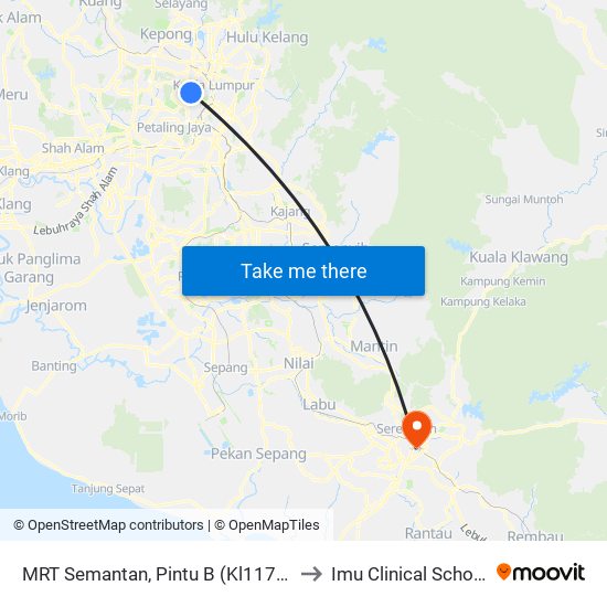 MRT Semantan, Pintu B (Kl1174) to Imu Clinical School map