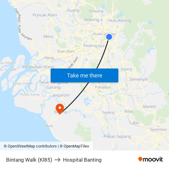 Bintang Walk (Kl85) to Hospital Banting map