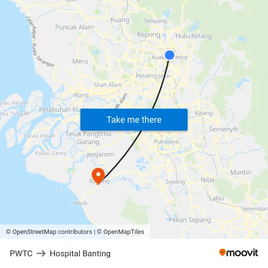 PWTC to Hospital Banting map