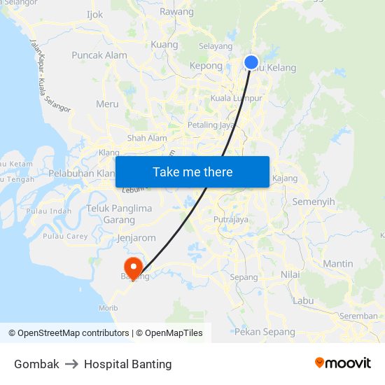 Gombak to Hospital Banting map
