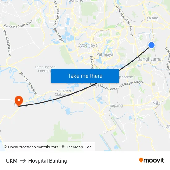 UKM to Hospital Banting map